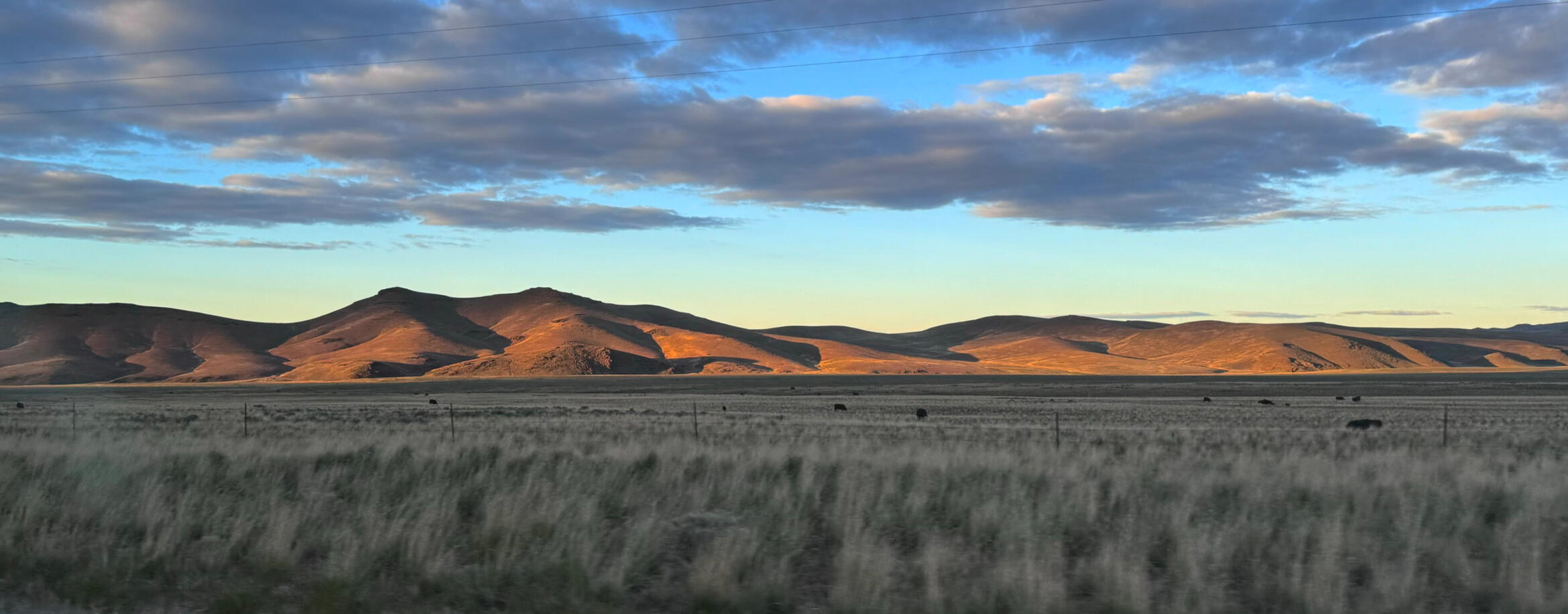 Wide format magic hour mountain scene western US 2:55:1